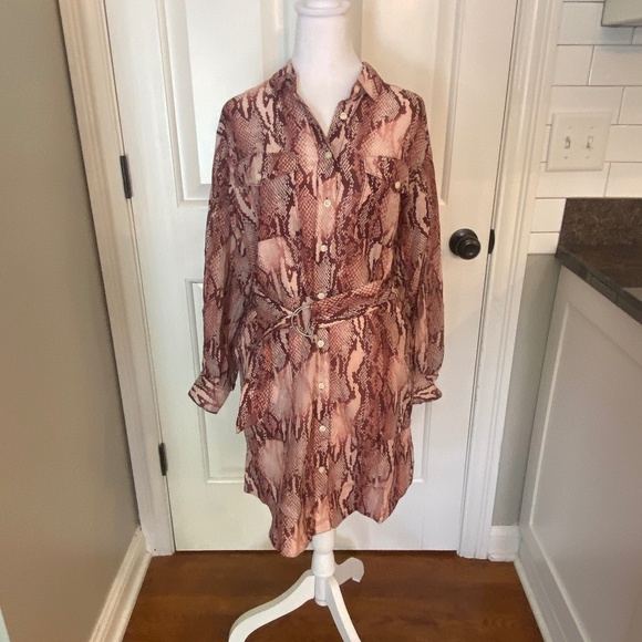 New! Current/Elliott The Carmel Dress in Peach Whip Python NWT 33496 - Picture 4 of 16